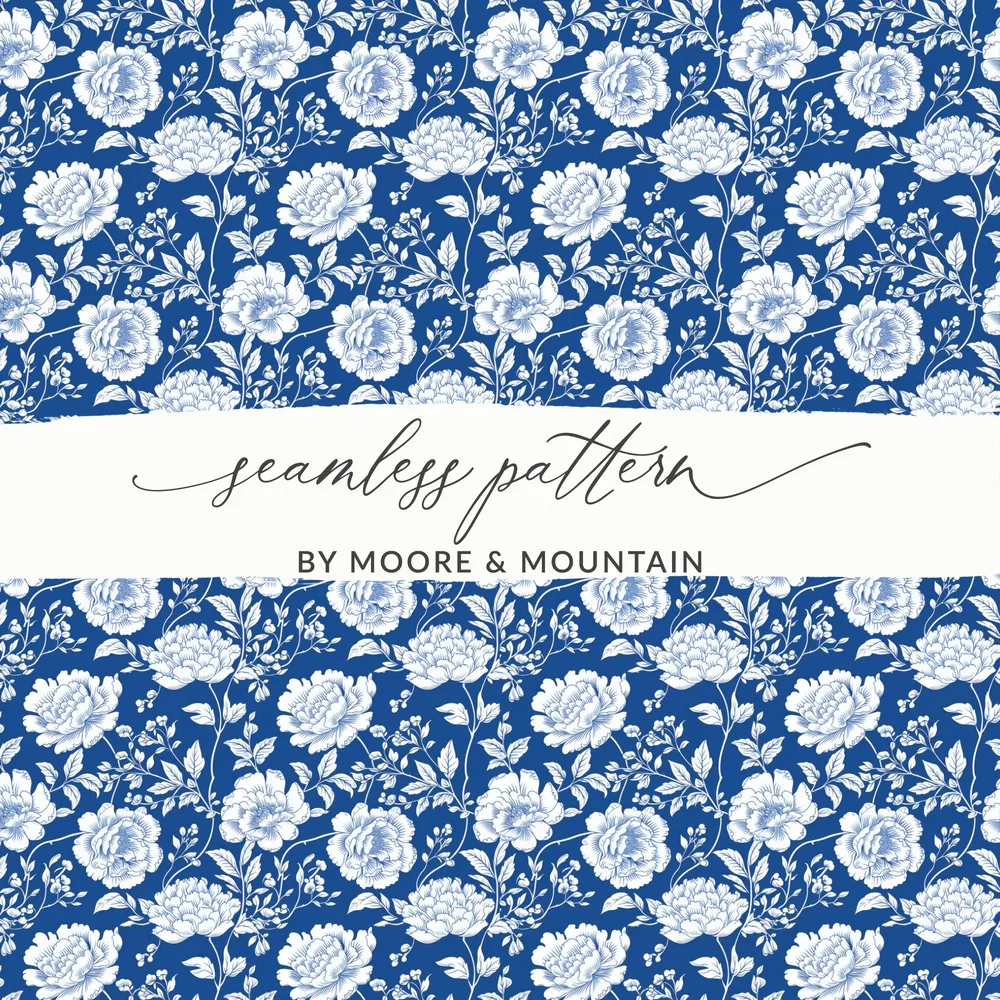 Elegant Blue and White Floral Seamless Pattern Design