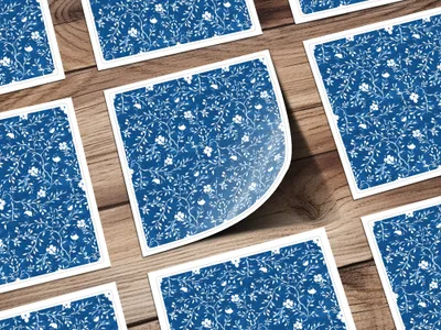 Blue and White Floral Pattern Decorative Stickers