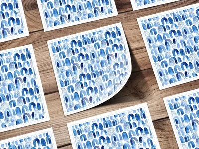 Blue Shibori Indigo Ink Seamless Watercolor Geometric Pattern Digital Paper, Abstract Indigo Digital Print, Watercolor Indigo Art - Moore and Mountain