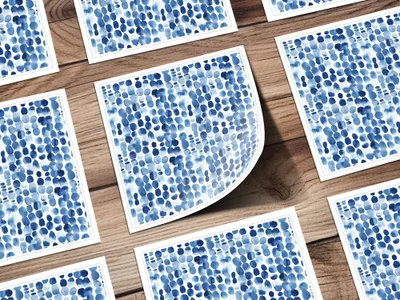 Blue Shibori Indigo Ink, Seamless Watercolor Geometric Pattern, Digital Paper, Fabric Design, Scrapbooking, Backgrounds, Graphic Design - Moore and Mountain