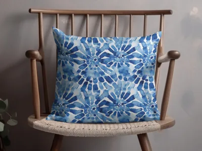 Blue Shibori Seamless Watercolor Geometric Pattern Digital, Indigo Ink Texture Print, Repeatable Design - Moore and Mountain