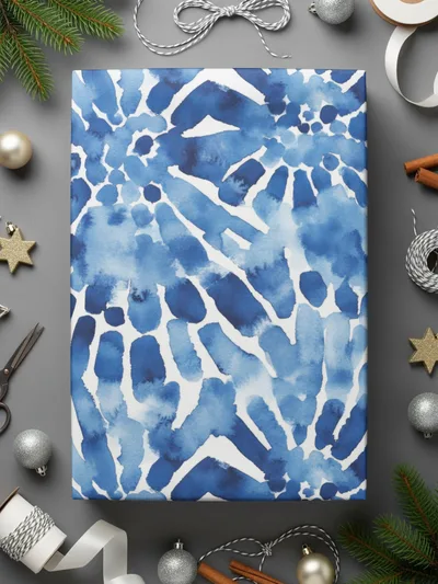 Blue Shibori Seamless Watercolor Geometric Pattern Digital, Indigo Ink Texture Print, Repeatable Design - Moore and Mountain