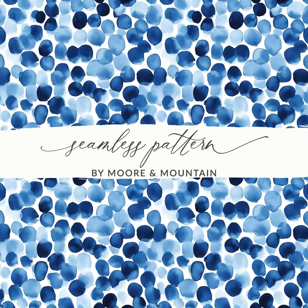 Blue Shibori Seamless Watercolor Geometric Pattern, Indigo Ink Digital Paper, Abstract Blue Texture, Navy Fabric Design, Trendy Print - Moore and Mountain
