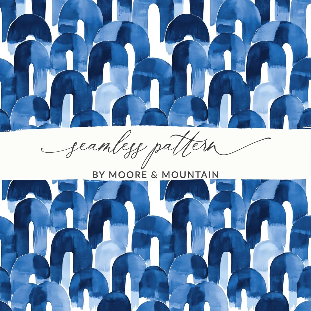Blue Shibori Seamless Watercolor Geometric Pattern, Indigo Ink Digital Paper, Abstract Design, Fabric Print, Scrapbooking Digital Product - Moore and Mountain