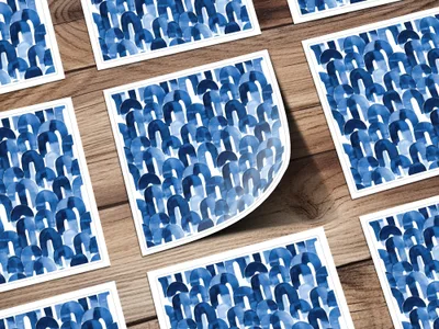 Blue Shibori Seamless Watercolor Geometric Pattern, Indigo Ink Digital Paper, Abstract Design, Fabric Print, Scrapbooking Digital Product - Moore and Mountain