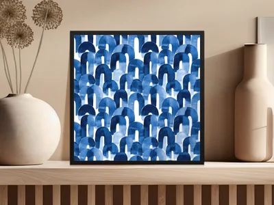 Blue Shibori Seamless Watercolor Geometric Pattern, Indigo Ink Digital Paper, Abstract Design, Fabric Print, Scrapbooking Digital Product - Moore and Mountain