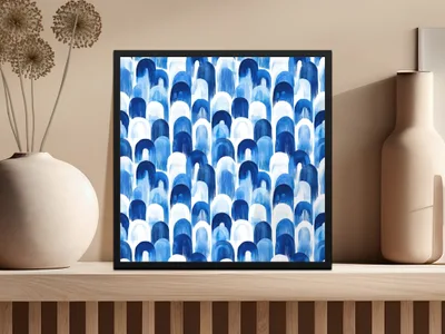 Blue Shibori Seamless Watercolor Geometric Pattern, Indigo Ink Digital Paper, Abstract Design, Textile Print, Scrapbooking, DIY Crafts - Moore and Mountain