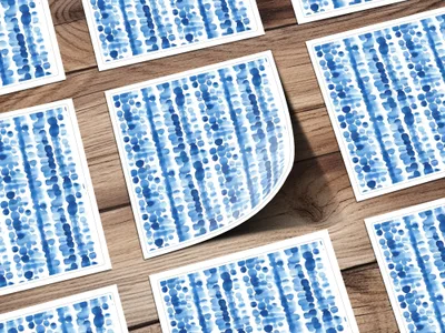 Blue Shibori Seamless Watercolor Geometric Pattern, Indigo Ink Digital Paper, Commercial Use Fabric Pattern Design, Scrapbook Paper - Moore and Mountain