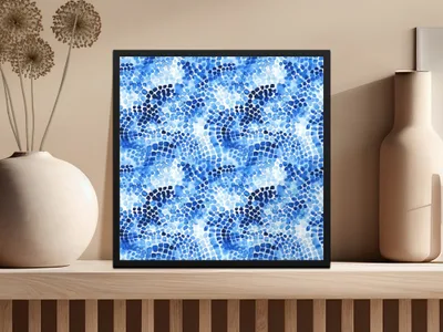 Blue Shibori Seamless Watercolor Geometric Pattern, Indigo Ink Digital Paper, Modern Abstract Tile Design, Repeatable Fabric Print - Moore and Mountain