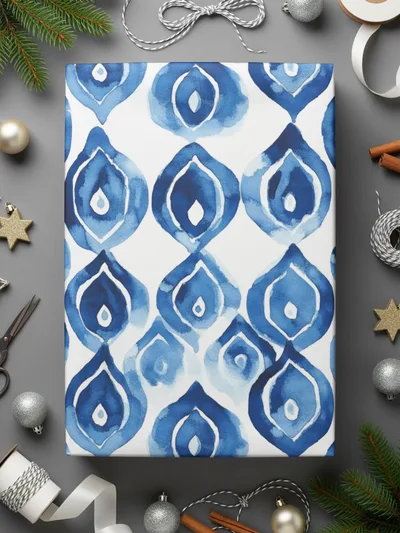 Blue Shibori Seamless Watercolor Geometric Pattern, Indigo Ink Digital Paper, Modern Blue Pattern Design, Printable Fabric Pattern - Moore and Mountain