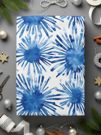 Blue Shibori Seamless Watercolor Geometric Pattern, Indigo Ink Digital Paper, Repeat Fabric Design, Texture Background - Moore and Mountain
