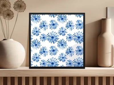 Blue Shibori Seamless Watercolor Geometric Pattern, Indigo Ink Digital Print, Modern Indigo Fabric Design - Moore and Mountain