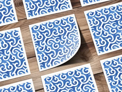 Blue Spirals White Curves Abstract Design Digital - Moore and Mountain
