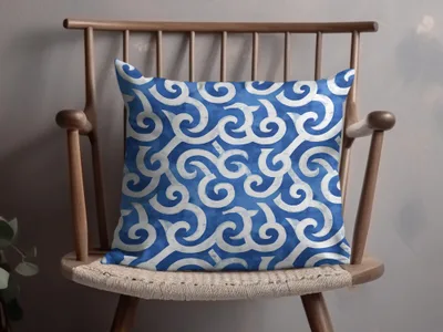 Blue Spirals White Curves Abstract Design Digital - Moore and Mountain