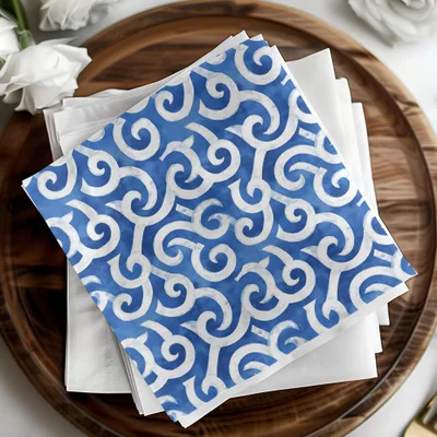 Blue Spirals White Curves Abstract Design Digital - Moore and Mountain
