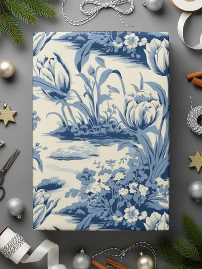 Blue Toile Digital Paper, Floral Toile Pattern, Seamless Pattern, 12x12 JPEG, Digital Download, Fabric Design, Scrapbooking Paper - Moore and Mountain