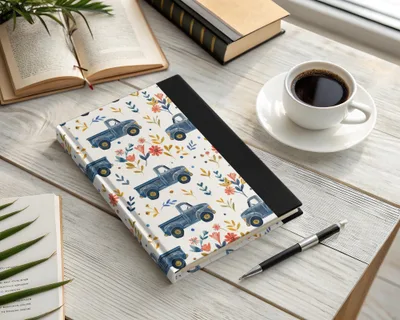 Blue Truck Seamless Pattern Digital Paper, Floral Truck, Farmhouse Truck Fabric Design, Rustic Texture for Crafts, Commercial Use - Moore and Mountain
