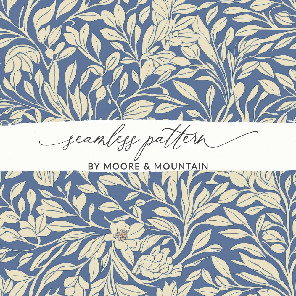 Blue Vines Larkspur William Morris Seamless Background Digital - Moore and Mountain