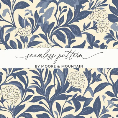 Blue William Morris Larkspur Seamless Pattern Print Digital