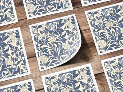 Blue William Morris Larkspur Seamless Pattern Print Digital - Moore and Mountain