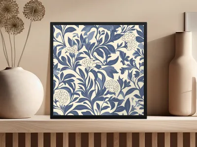 Blue William Morris Larkspur Seamless Pattern Print Digital - Moore and Mountain