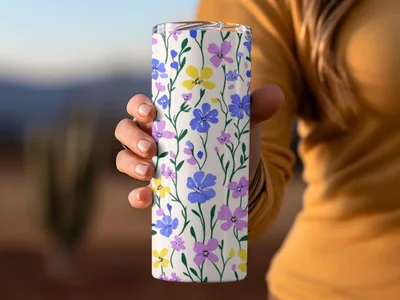 Colorful Floral Pattern Insulated Tumbler for Beverages