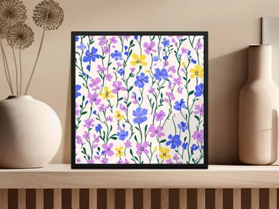 Vibrant Floral Pattern Print Wall Art Decor Product