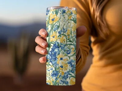 Van Gogh Seamless Pattern Blue Yellow Floral Seamless - Moore and Mountain
