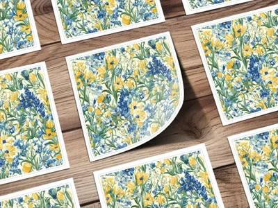Van Gogh Seamless Pattern Blue Yellow Floral Seamless - Moore and Mountain