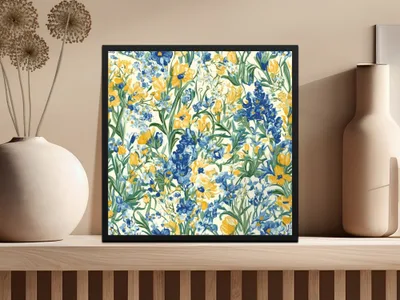 Van Gogh Seamless Pattern Blue Yellow Floral Seamless - Moore and Mountain