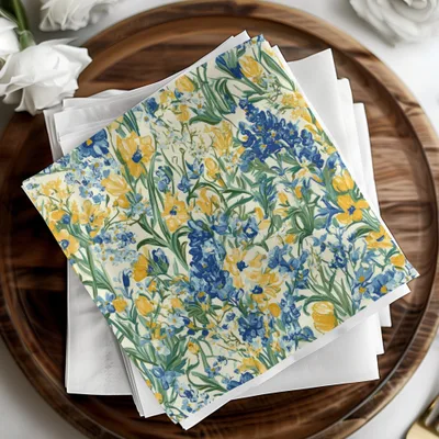 Van Gogh Seamless Pattern Blue Yellow Floral Seamless - Moore and Mountain