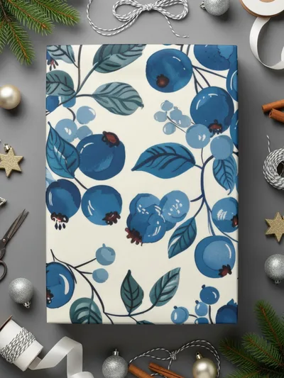 Blueberries Seamless Pattern on Creamy Background Nature Inspired Art Digital - Moore and Mountain