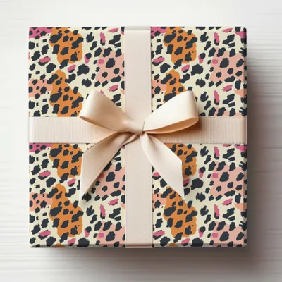 Leopard Print Gift Wrap with Ribbon Gift Wrapping
