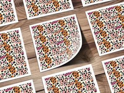 Vibrant Leopard Print Colorful Sticker Sheet Design