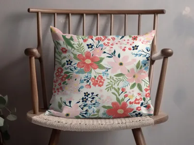 Colorful Floral Print Decorative Pillow Cushion