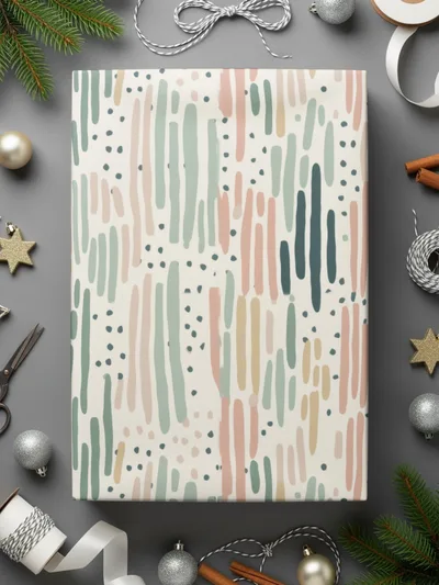 Abstract Pastel Dot and Stripe Wrapping Paper