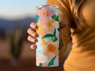 Vibrant Floral Pattern Insulated Travel Tumbler Product