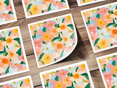 Colorful Floral Design Stickers for Decoration Sheets