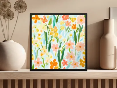 Bright and Colorful Floral Wall Art Print Decor