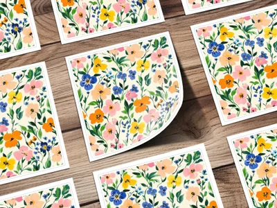 Bright Colorful Floral Pattern Artwork Print