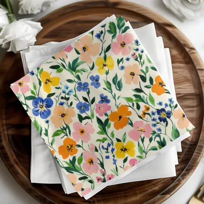Vibrant Floral Print Decorative Paper Napkins Product