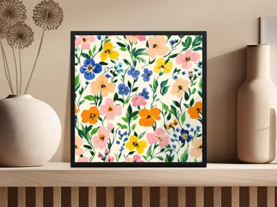 Colorful Floral Patterned Wall Art for Home Decoration