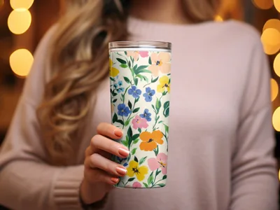 Colorful Floral Design Insulated Tumbler Cup Product