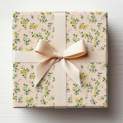 Beautiful Floral Pattern Gift Box with Ribbon packaging