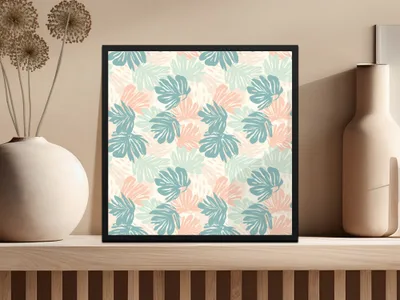 Monstera Leaves Art Print With Pastel Colors Poster