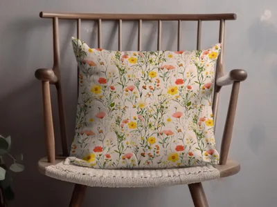 Wildflower Patterned Floral Decor Pillow for Home