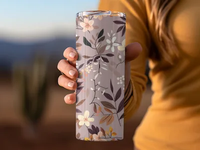 Floral Pattern Tall Tumbler for Stylish Beverage Enjoyment