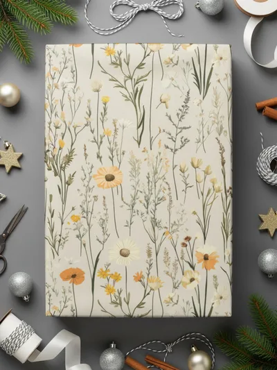 Floral Gift Wrapping Paper with Elegant Wildflower Design