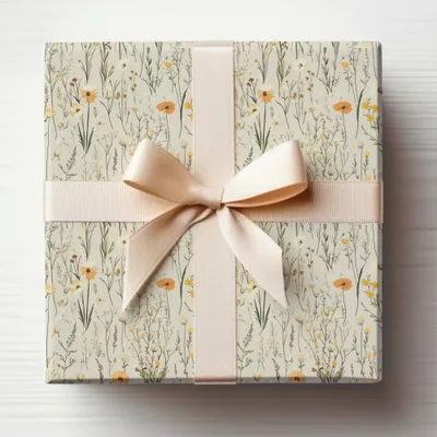 Elegant Floral Gift Wrap with Ribbon for Special Occasions