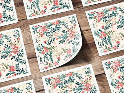 Floral Pattern Design with Red and Green Accents product